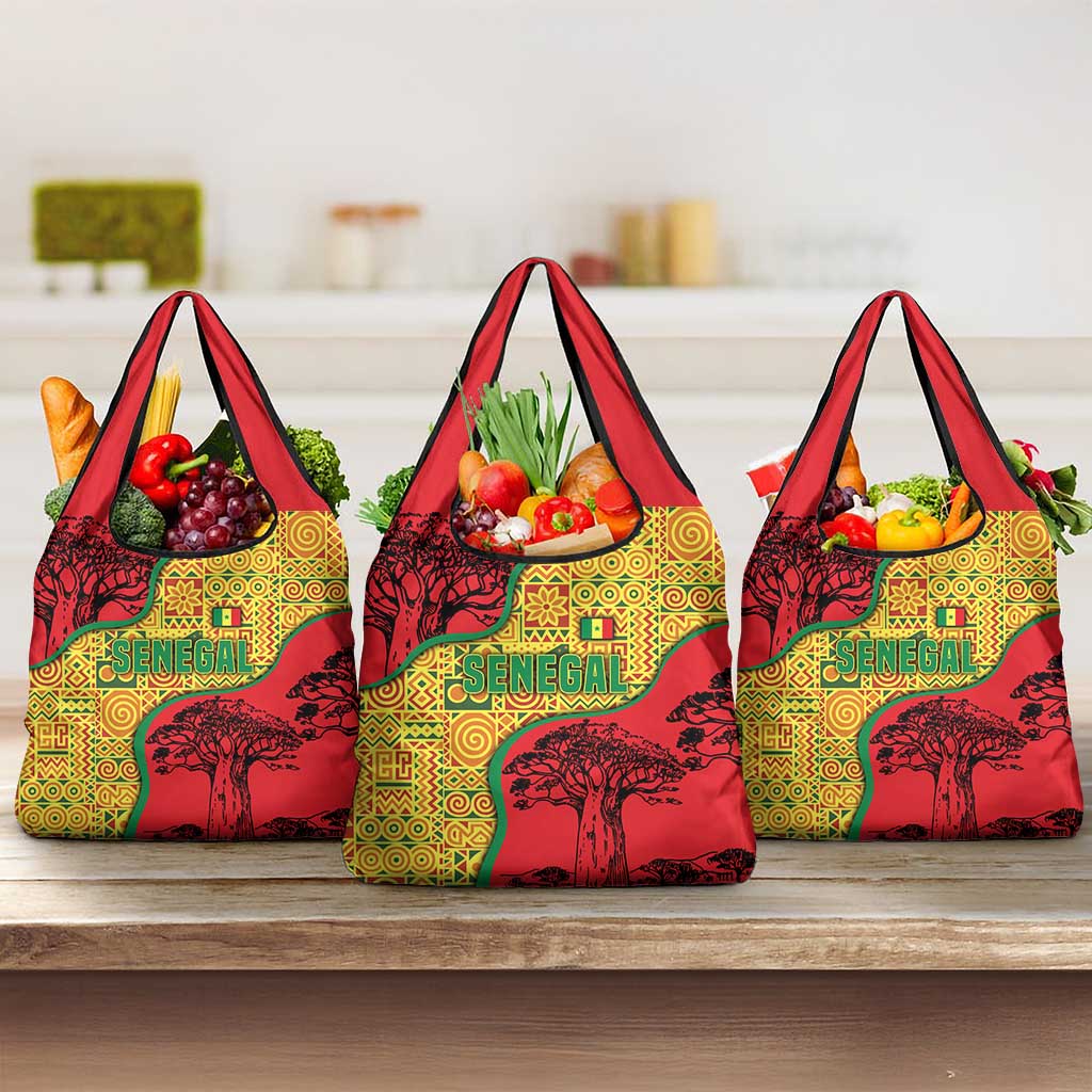 Senegal Grocery Bag with Baobab Tree and African Tribal Pattern Design - Wonder Print Shop