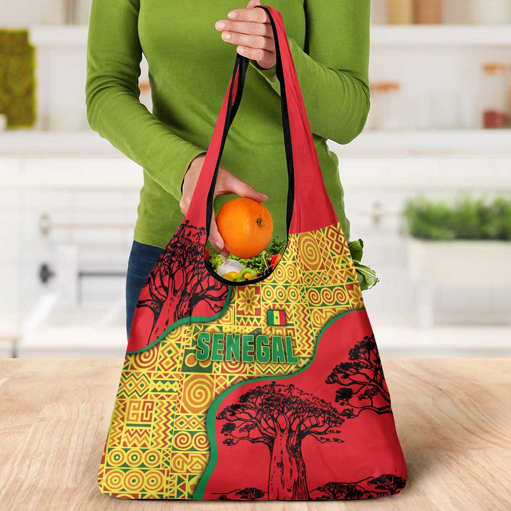 Senegal Grocery Bag with Baobab Tree and African Tribal Pattern Design - Wonder Print Shop