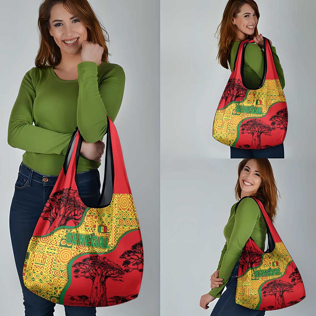 Senegal Grocery Bag with Baobab Tree and African Tribal Pattern Design - Wonder Print Shop