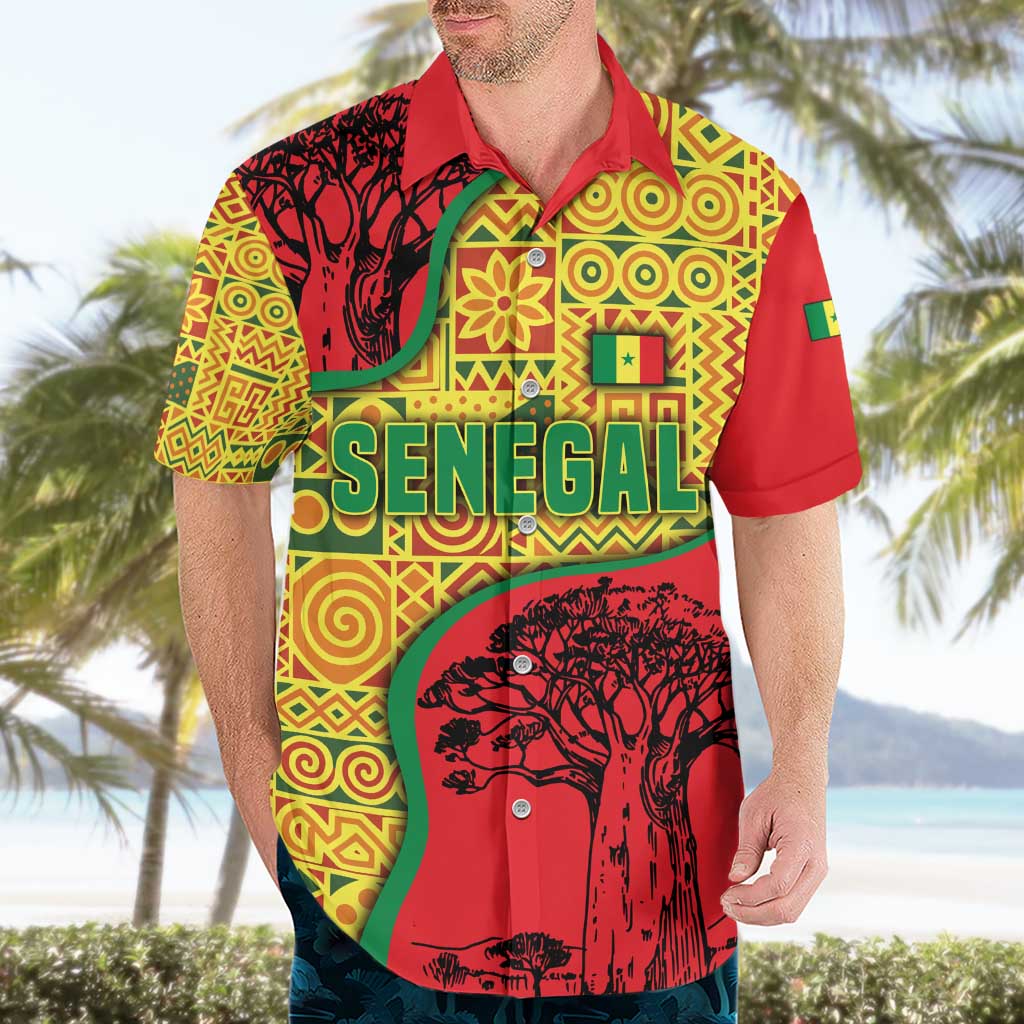 Senegal Hawaiian Shirt with Baobab Tree and African Tribal Pattern Design - Wonder Print Shop