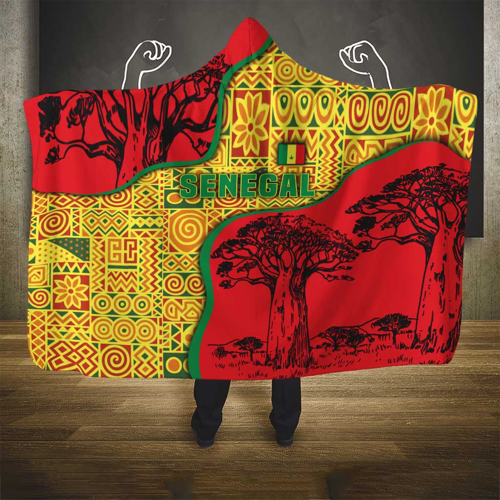 Senegal Hooded Blanket with Baobab Tree and African Tribal Pattern Design - Wonder Print Shop