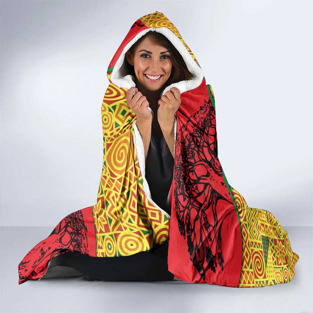 Senegal Hooded Blanket with Baobab Tree and African Tribal Pattern Design - Wonder Print Shop