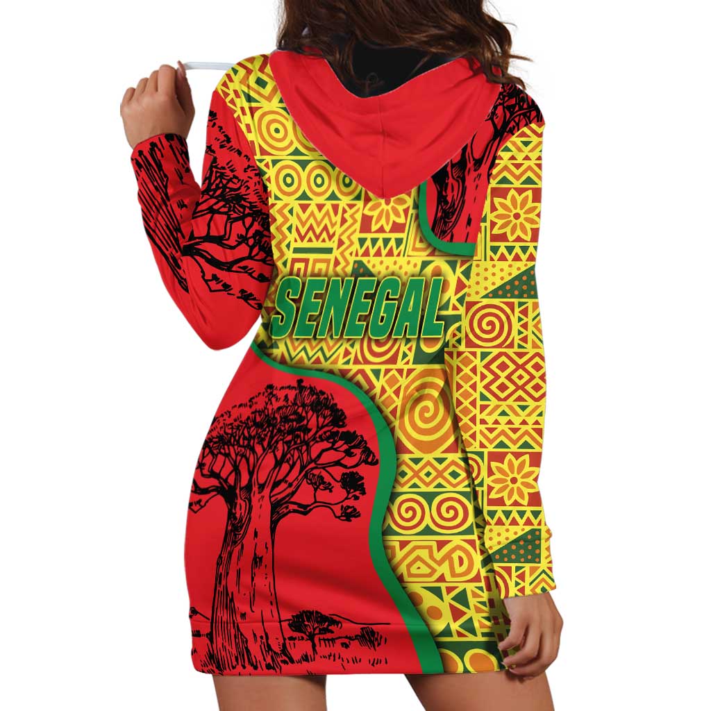 Senegal Hoodie Dress with Baobab Tree and African Tribal Pattern Design - Wonder Print Shop