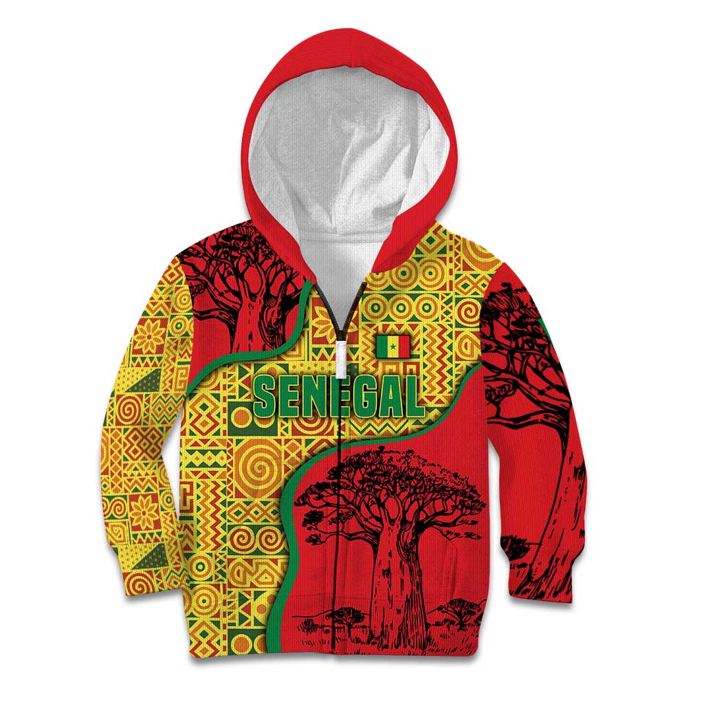 Senegal Kid Hoodie with Baobab Tree and African Tribal Pattern Design - Wonder Print Shop