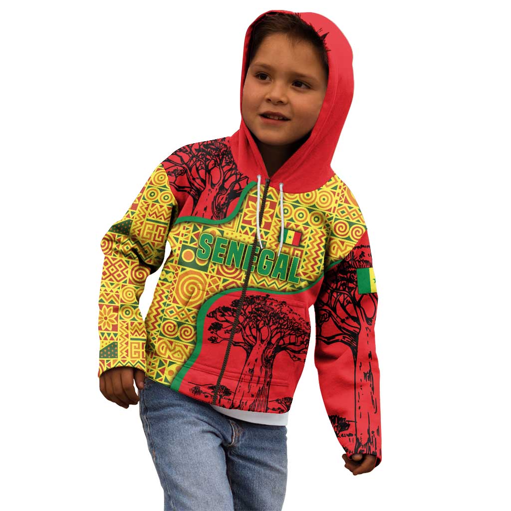 Senegal Kid Hoodie with Baobab Tree and African Tribal Pattern Design - Wonder Print Shop