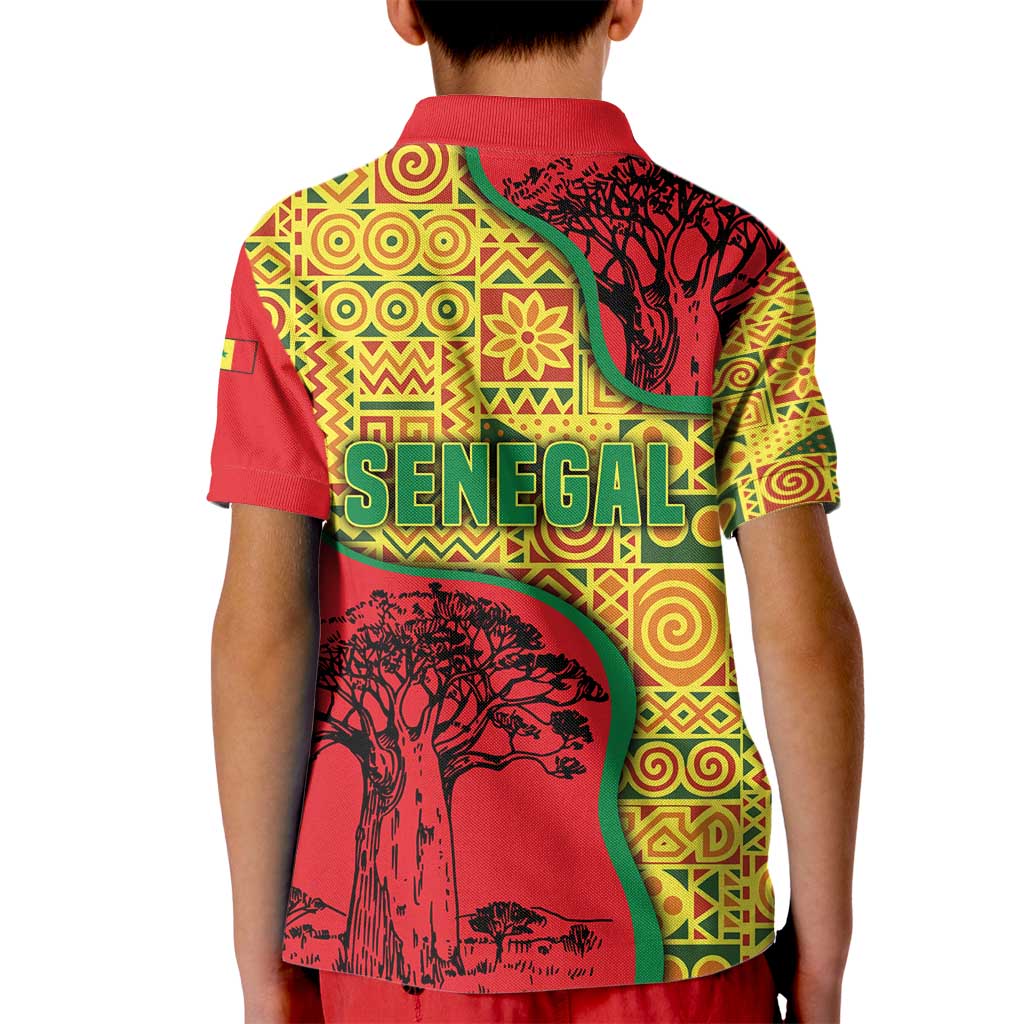 Senegal Kid Polo Shirt with Baobab Tree and African Tribal Pattern Design - Wonder Print Shop