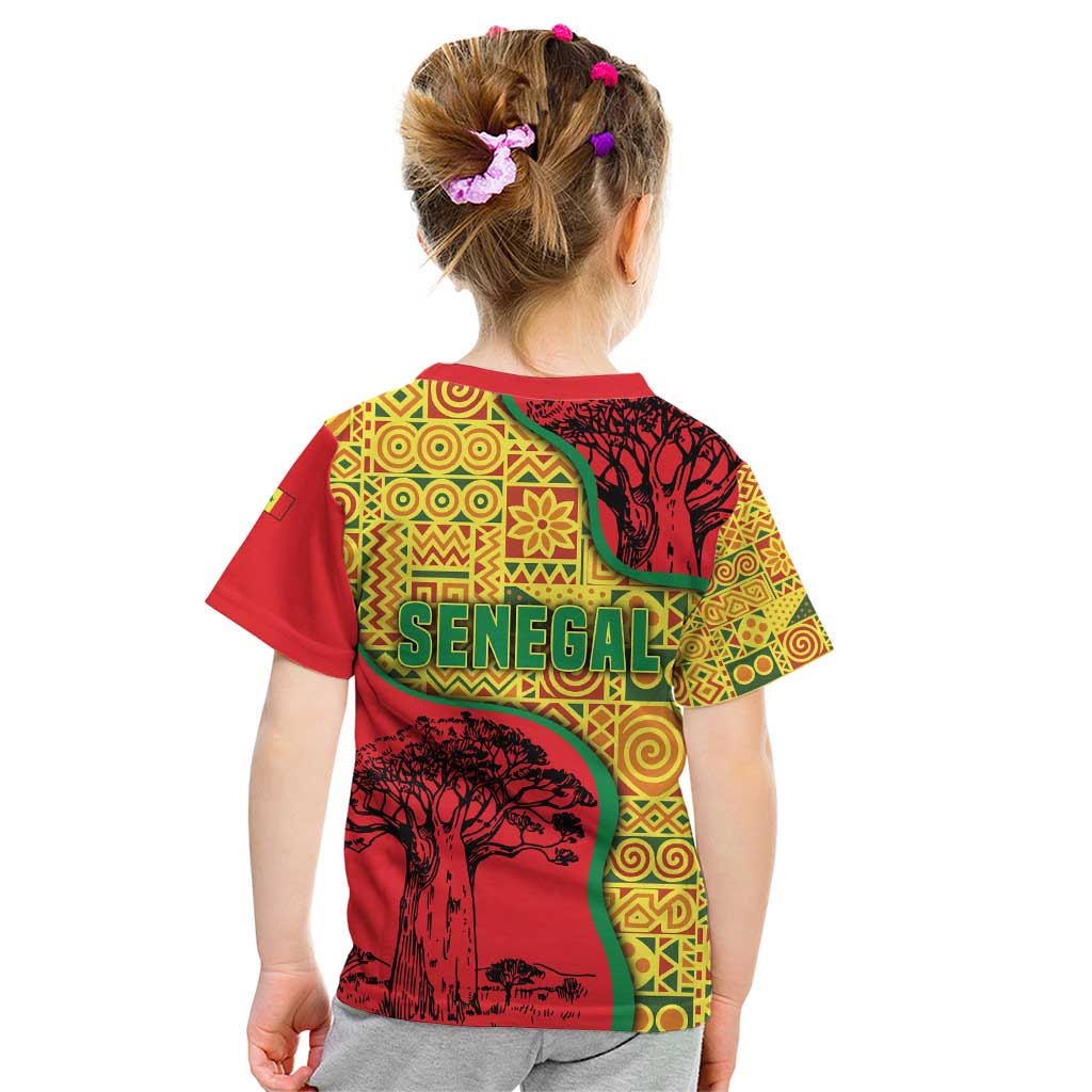 Senegal Kid T Shirt with Baobab Tree and African Tribal Pattern Design - Wonder Print Shop