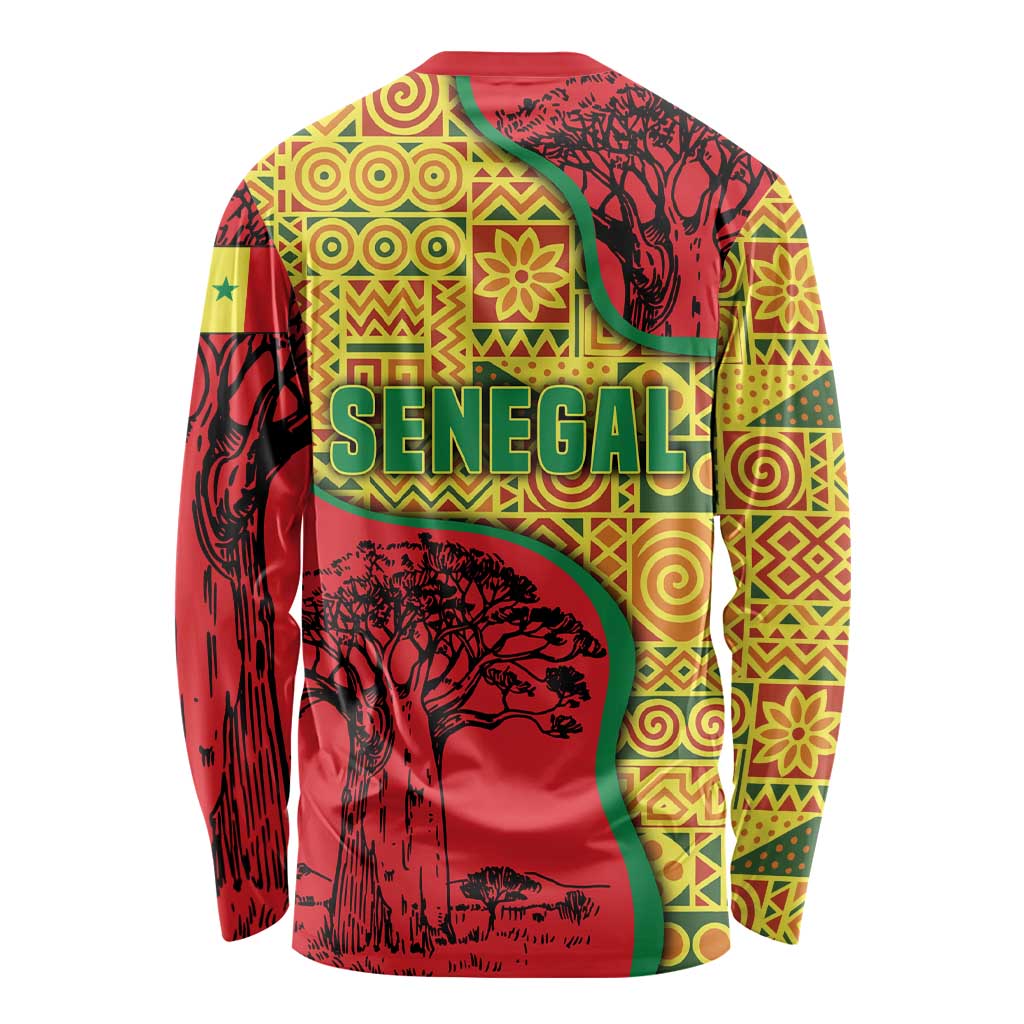 Senegal Long Sleeve Shirt with Baobab Tree and African Tribal Pattern Design - Wonder Print Shop