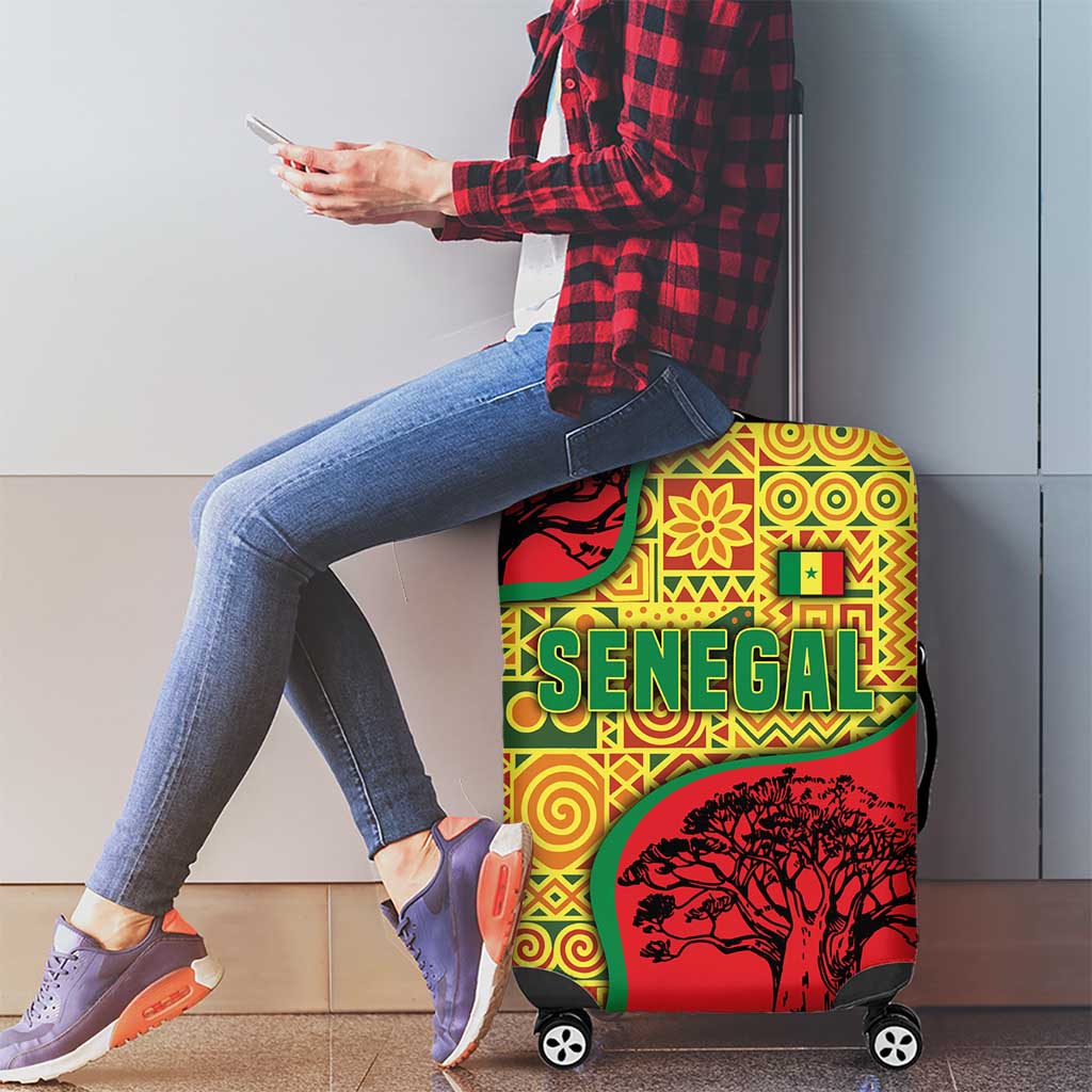 Senegal Luggage Cover with Baobab Tree and African Tribal Pattern Design - Wonder Print Shop