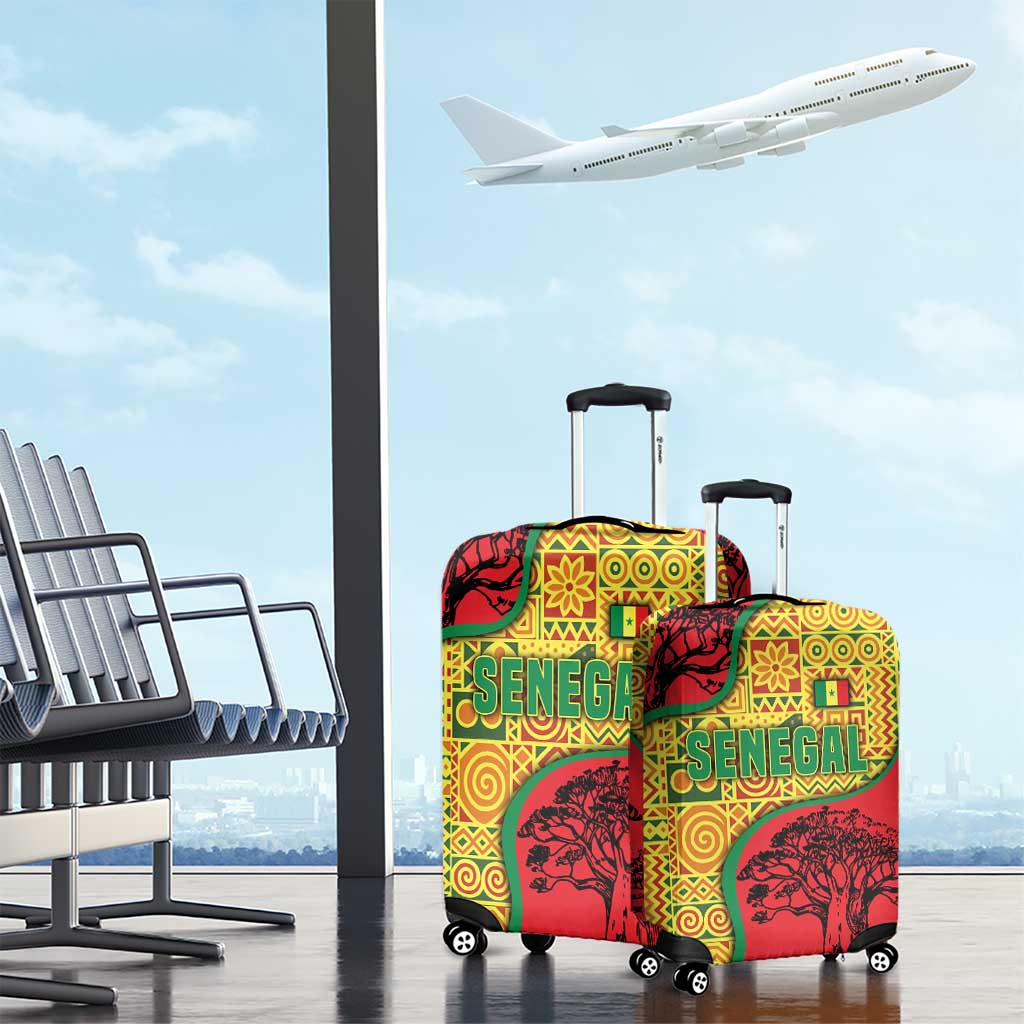 Senegal Luggage Cover with Baobab Tree and African Tribal Pattern Design - Wonder Print Shop