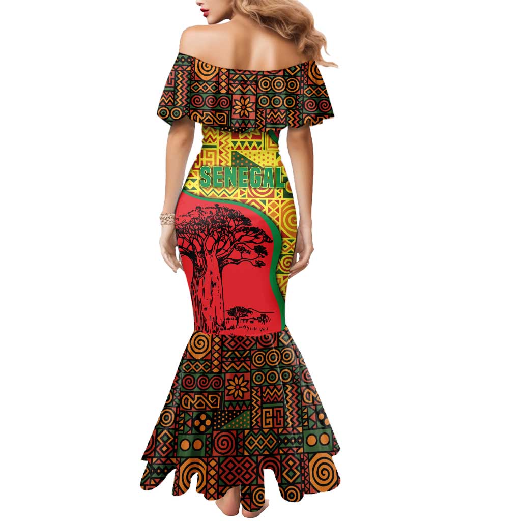 Senegal Mermaid Dress with Baobab Tree and African Tribal Pattern Design - Wonder Print Shop