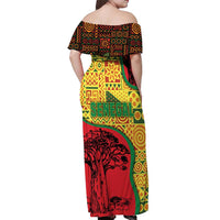 Senegal Off Shoulder Maxi Dress with Baobab Tree and African Tribal Pattern Design - Wonder Print Shop