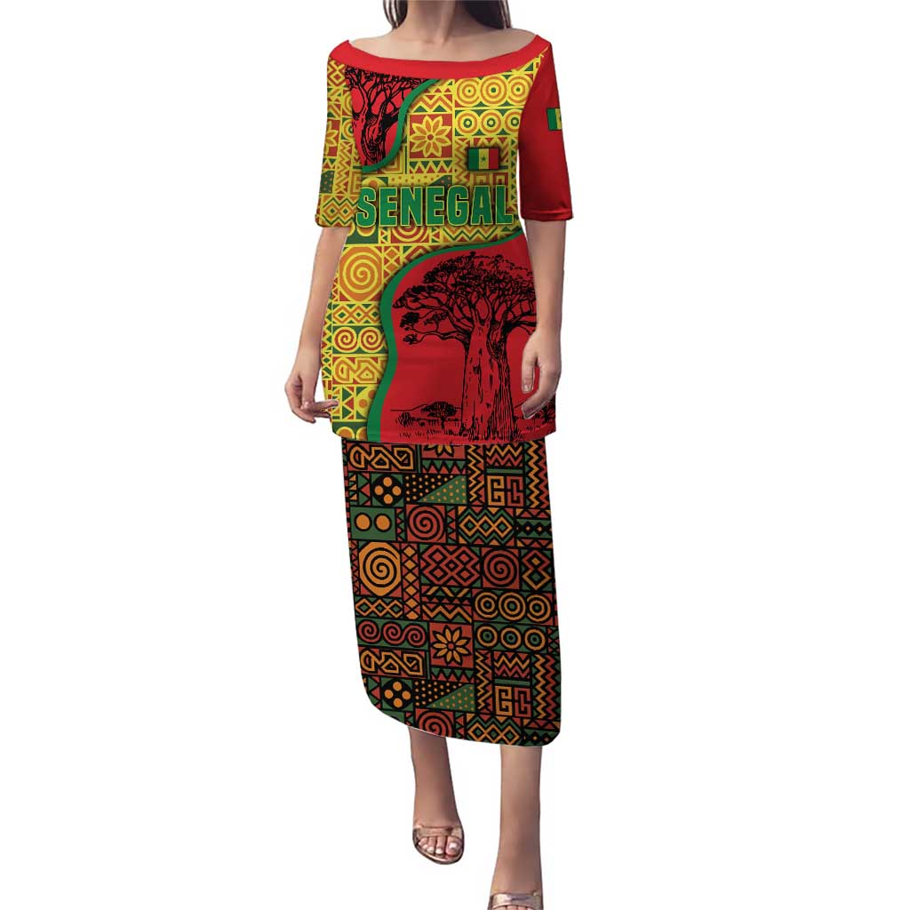 Senegal Puletasi with Baobab Tree and African Tribal Pattern Design - Wonder Print Shop