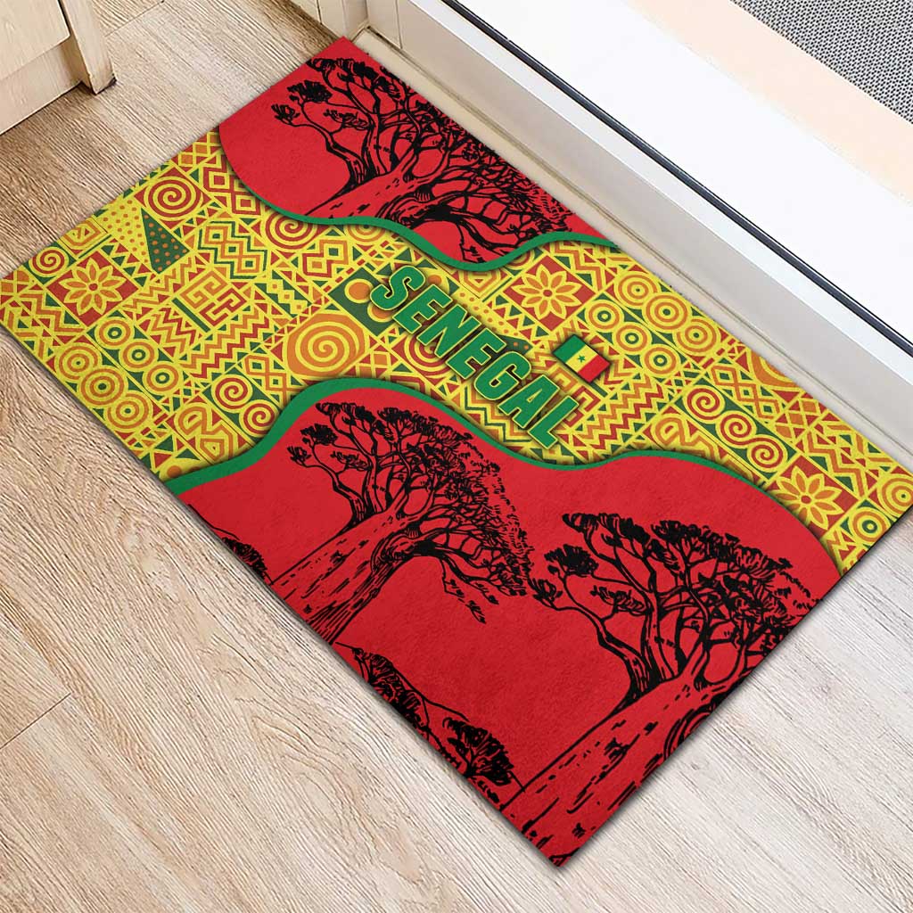 Senegal Rubber Doormat with Baobab Tree and African Tribal Pattern Design - Wonder Print Shop