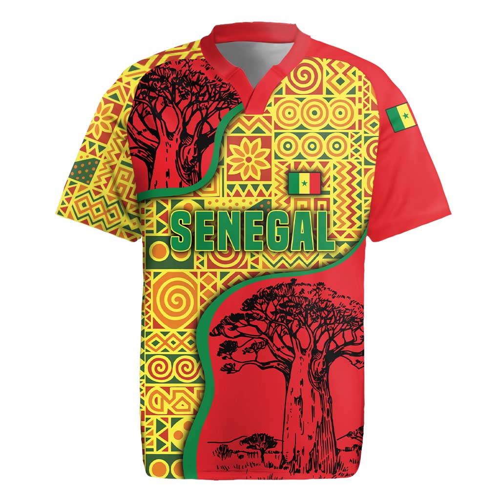 Senegal Rugby Jersey with Baobab Tree and African Tribal Pattern Design - Wonder Print Shop