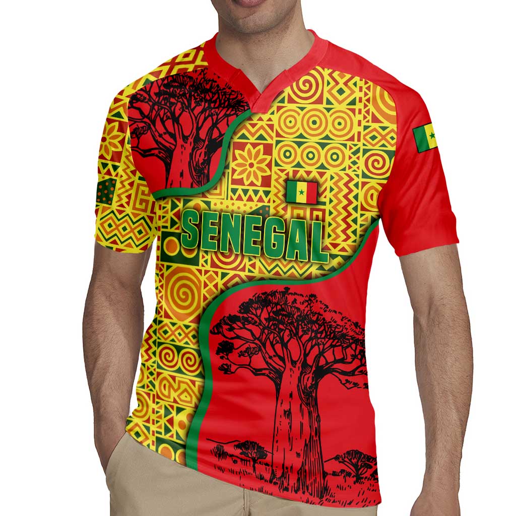 Senegal Rugby Jersey with Baobab Tree and African Tribal Pattern Design - Wonder Print Shop