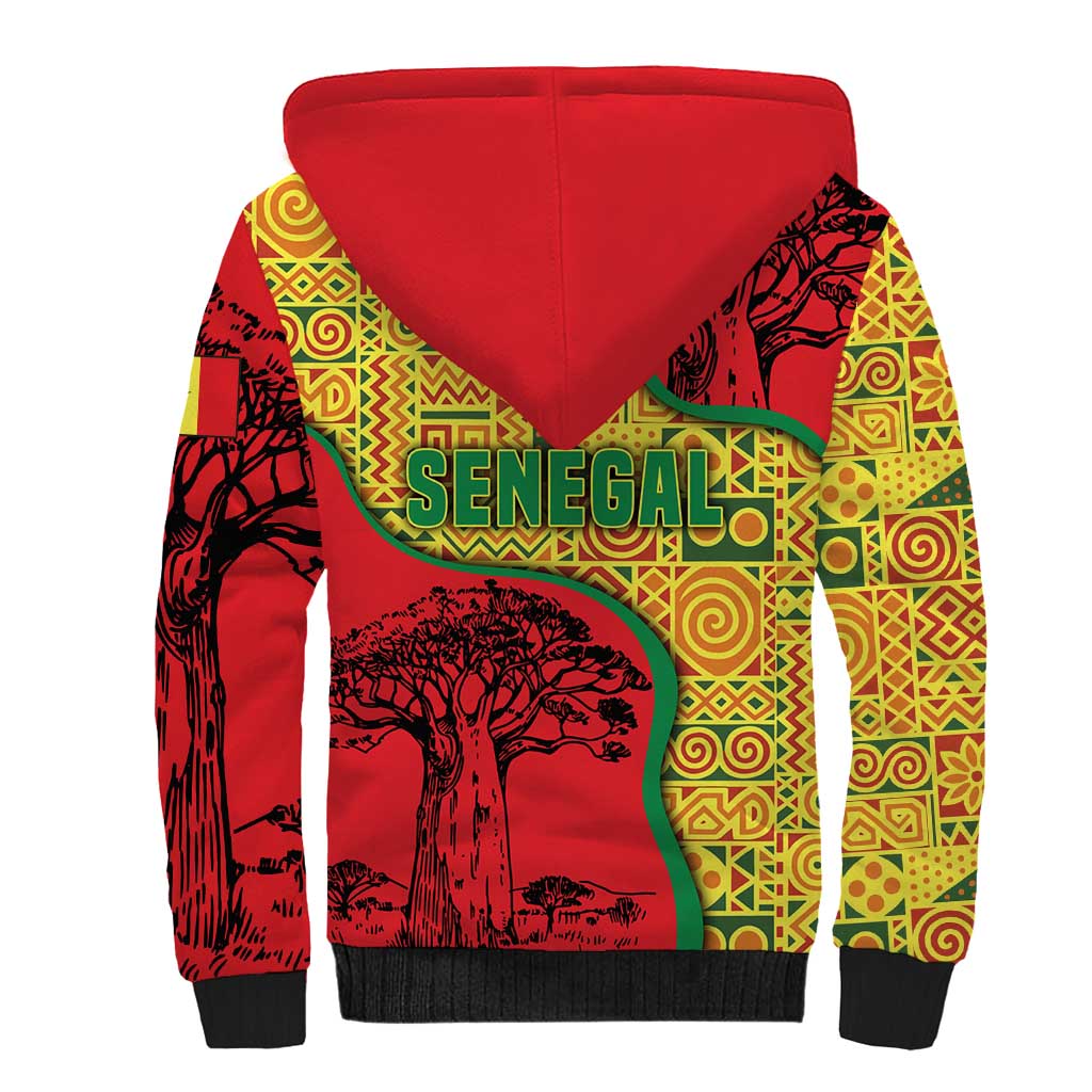 Senegal Sherpa Hoodie with Baobab Tree and African Tribal Pattern Design - Wonder Print Shop