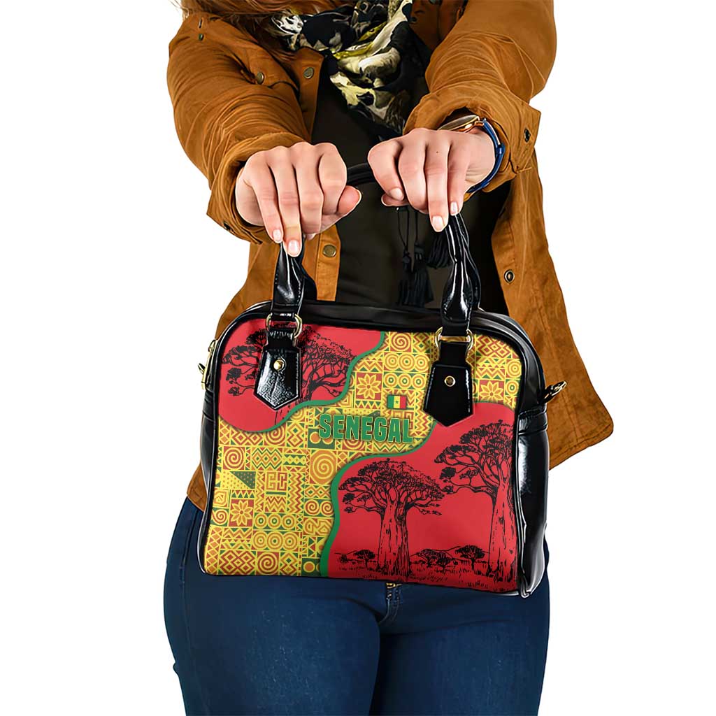 Senegal Shoulder Handbag with Baobab Tree and African Tribal Pattern Design - Wonder Print Shop