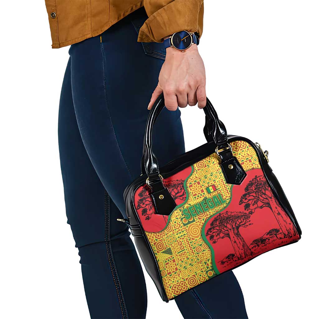 Senegal Shoulder Handbag with Baobab Tree and African Tribal Pattern Design - Wonder Print Shop