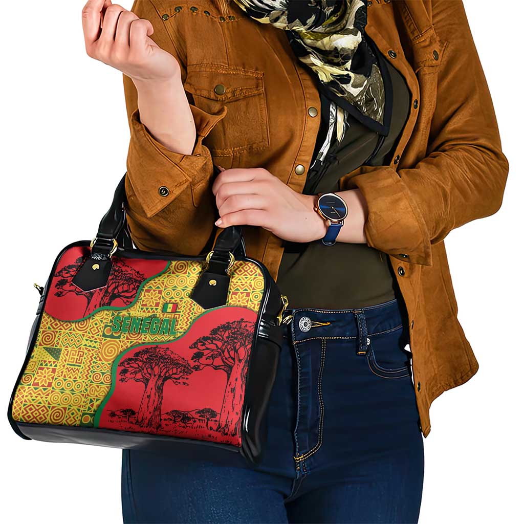 Senegal Shoulder Handbag with Baobab Tree and African Tribal Pattern Design - Wonder Print Shop