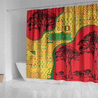 Senegal Shower Curtain with Baobab Tree and African Tribal Pattern Design - Wonder Print Shop