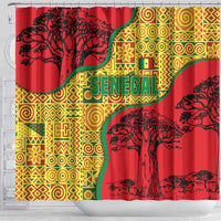 Senegal Shower Curtain with Baobab Tree and African Tribal Pattern Design - Wonder Print Shop