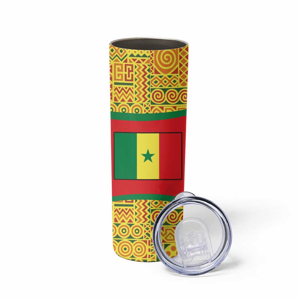 Senegal Skinny Tumbler with Baobab Tree and African Tribal Pattern Design - Wonder Print Shop