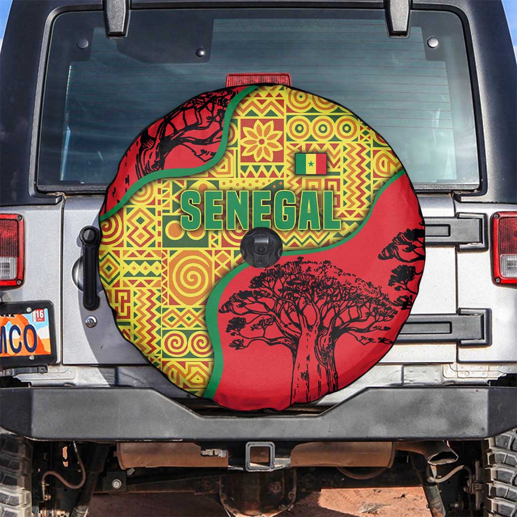 Senegal Spare Tire Cover with Baobab Tree and African Tribal Pattern Design - Wonder Print Shop