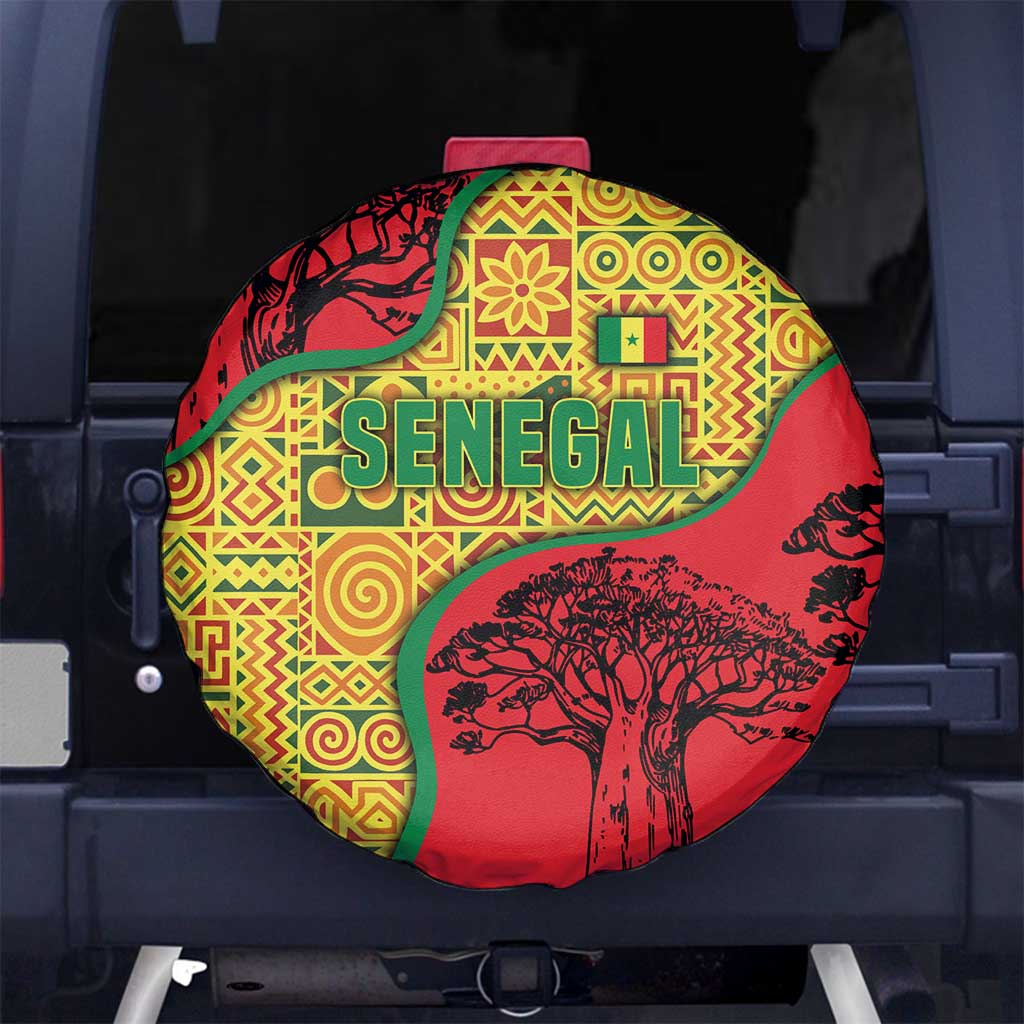 Senegal Spare Tire Cover with Baobab Tree and African Tribal Pattern Design - Wonder Print Shop