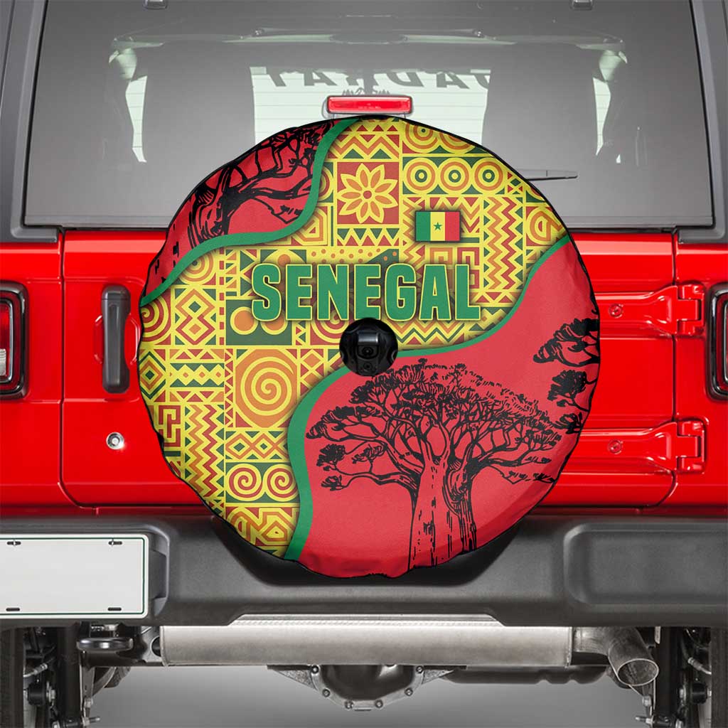 Senegal Spare Tire Cover with Baobab Tree and African Tribal Pattern Design - Wonder Print Shop