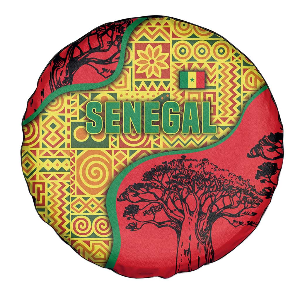 Senegal Spare Tire Cover with Baobab Tree and African Tribal Pattern Design - Wonder Print Shop
