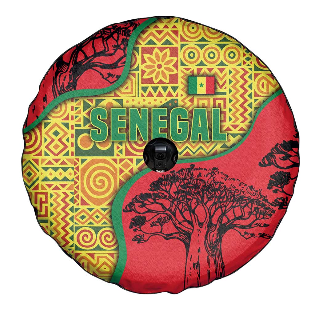 Senegal Spare Tire Cover with Baobab Tree and African Tribal Pattern Design - Wonder Print Shop