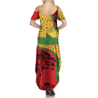 Senegal Summer Maxi Dress with Baobab Tree and African Tribal Pattern Design - Wonder Print Shop