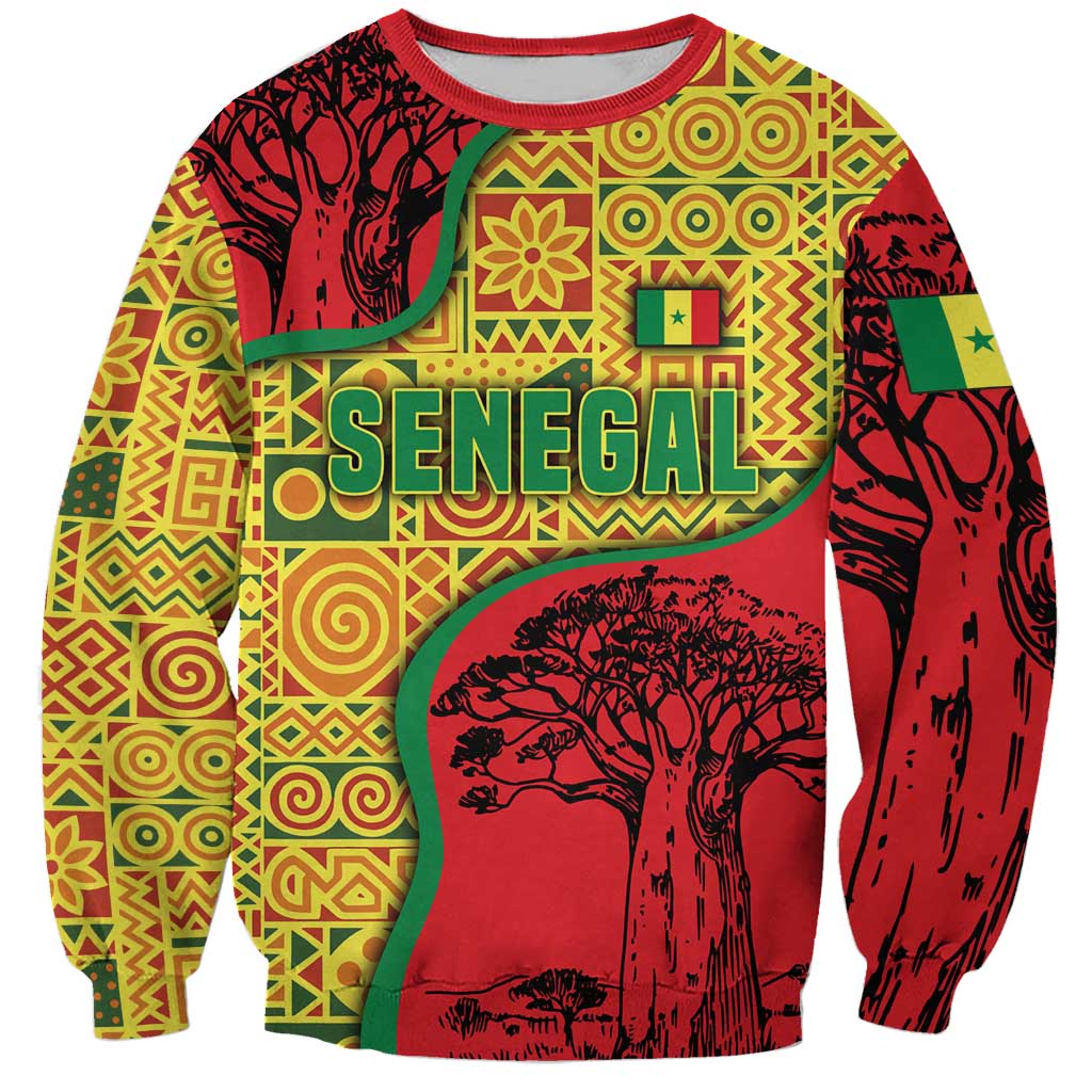 Senegal Sweatshirt with Baobab Tree and African Tribal Pattern Design - Wonder Print Shop