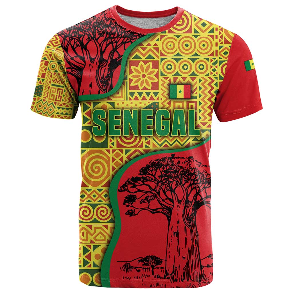 Senegal T Shirt with Baobab Tree and African Tribal Pattern Design - Wonder Print Shop
