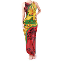 Senegal Tank Maxi Dress with Baobab Tree and African Tribal Pattern Design - Wonder Print Shop