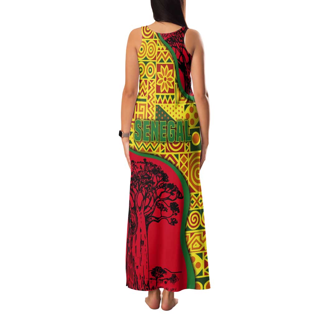 Senegal Tank Maxi Dress with Baobab Tree and African Tribal Pattern Design - Wonder Print Shop