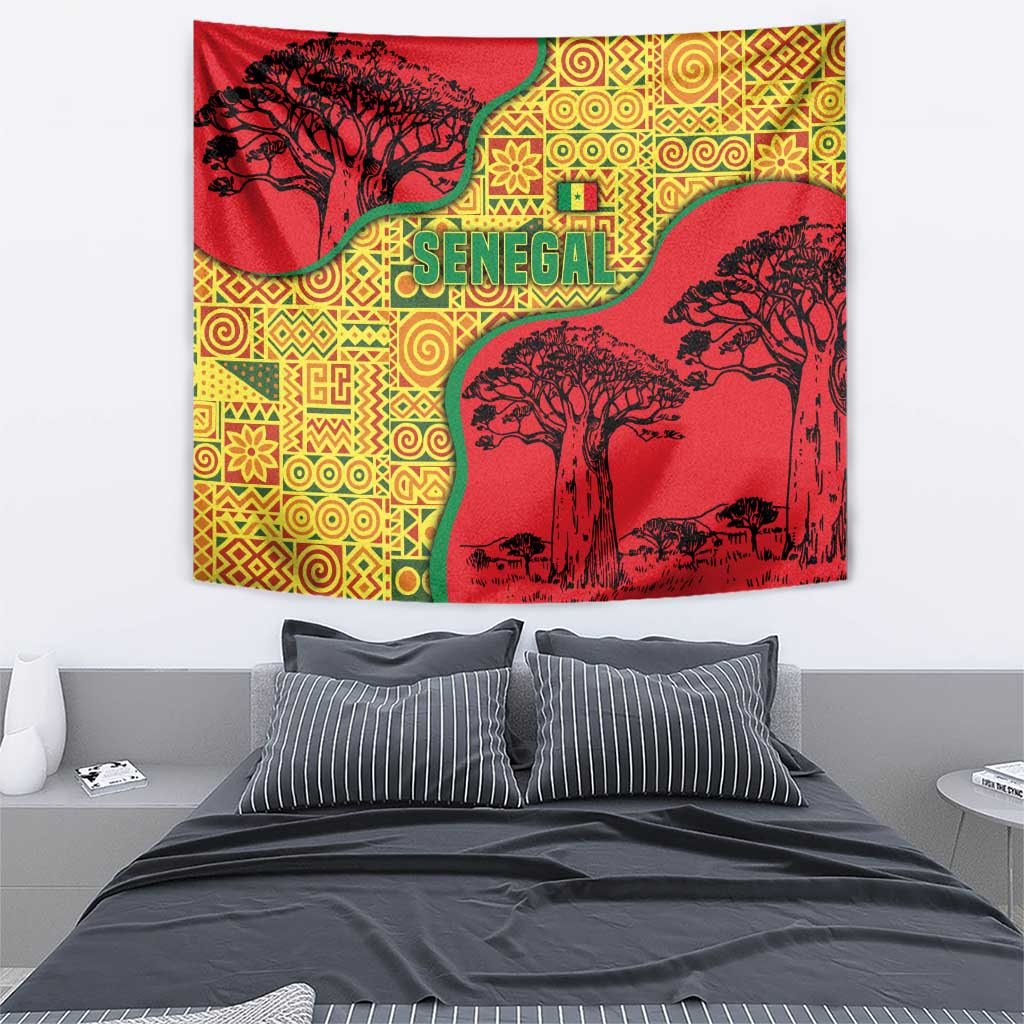 Senegal Tapestry with Baobab Tree and African Tribal Pattern Design - Wonder Print Shop