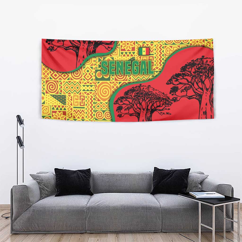 Senegal Tapestry with Baobab Tree and African Tribal Pattern Design - Wonder Print Shop