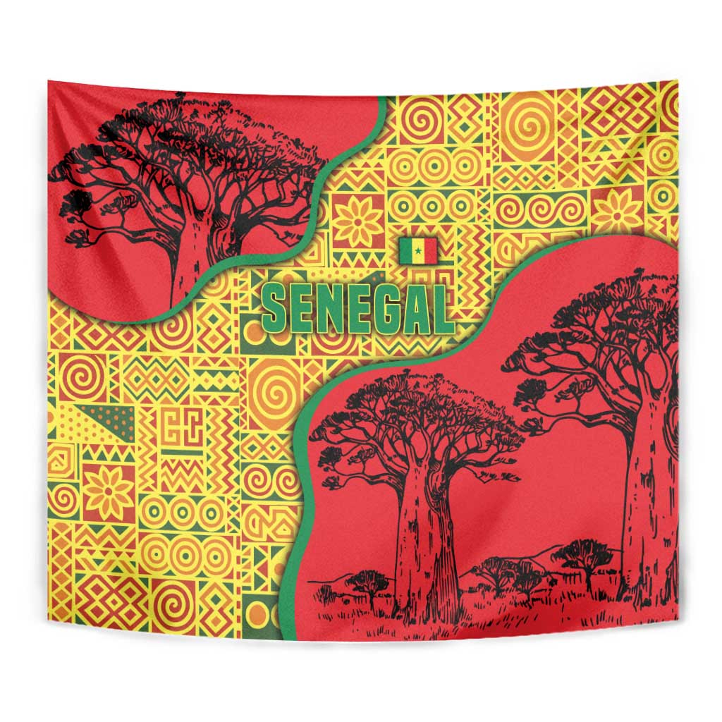 Senegal Tapestry with Baobab Tree and African Tribal Pattern Design - Wonder Print Shop