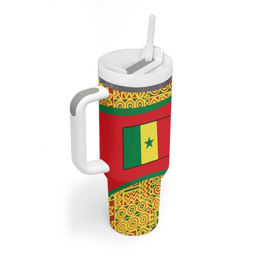 Senegal Tumbler With Handle with Baobab Tree and African Tribal Pattern Design - Wonder Print Shop