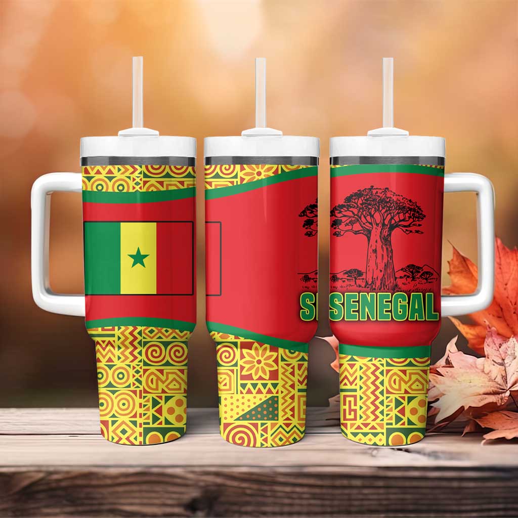 Senegal Tumbler With Handle with Baobab Tree and African Tribal Pattern Design - Wonder Print Shop