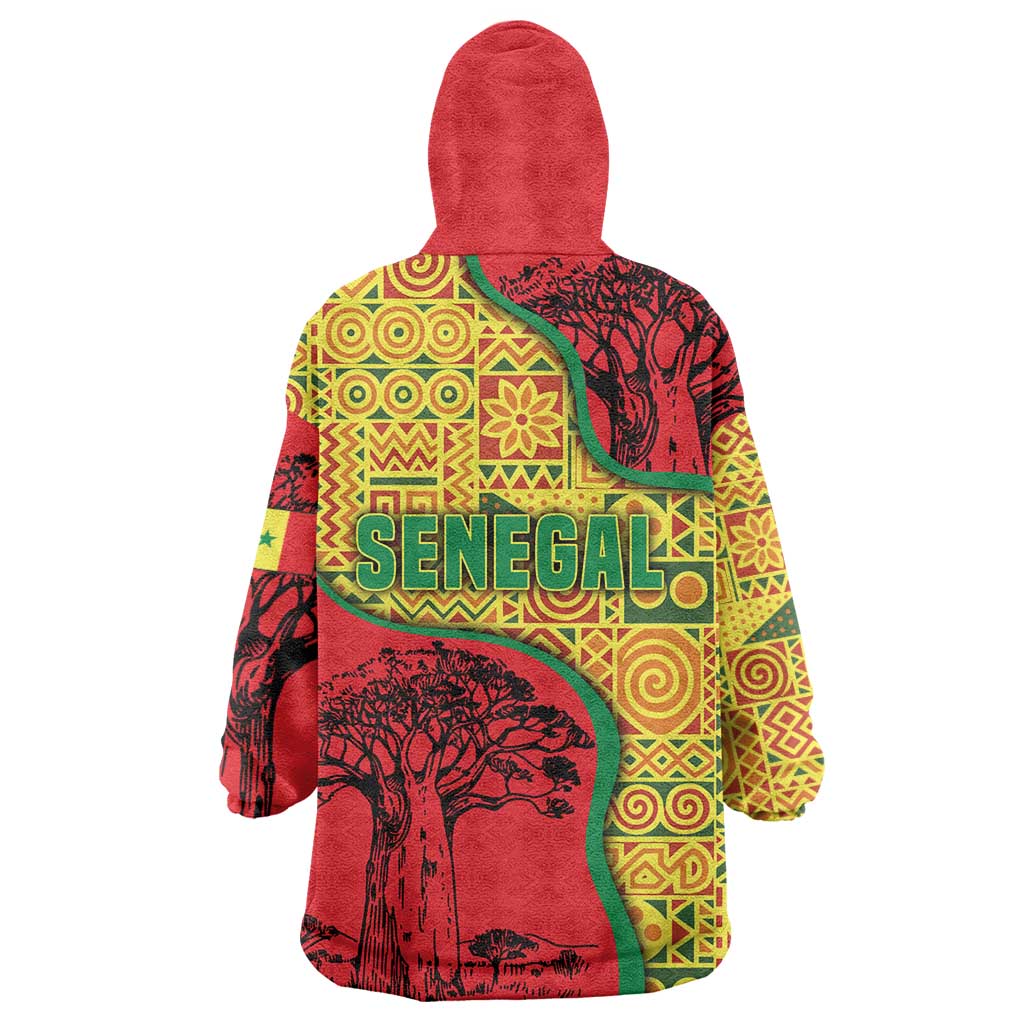 Senegal Wearable Blanket Hoodie with Baobab Tree and African Tribal Pattern Design - Wonder Print Shop