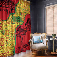 Senegal Window Curtain with Baobab Tree and African Tribal Pattern Design - Wonder Print Shop