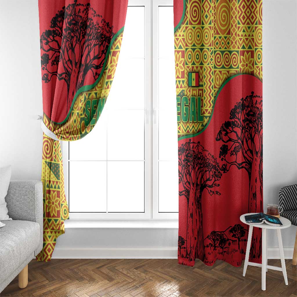 Senegal Window Curtain with Baobab Tree and African Tribal Pattern Design - Wonder Print Shop