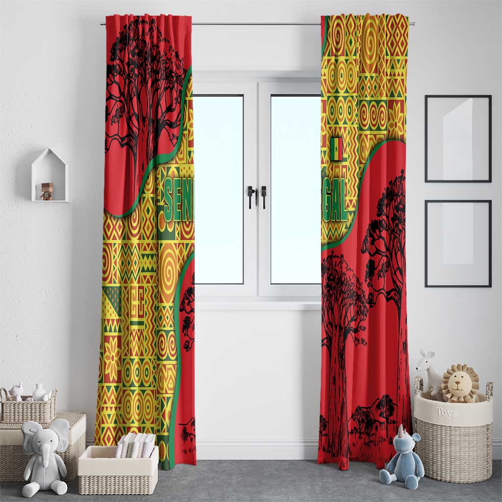 Senegal Window Curtain with Baobab Tree and African Tribal Pattern Design - Wonder Print Shop