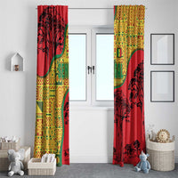 Senegal Window Curtain with Baobab Tree and African Tribal Pattern Design - Wonder Print Shop