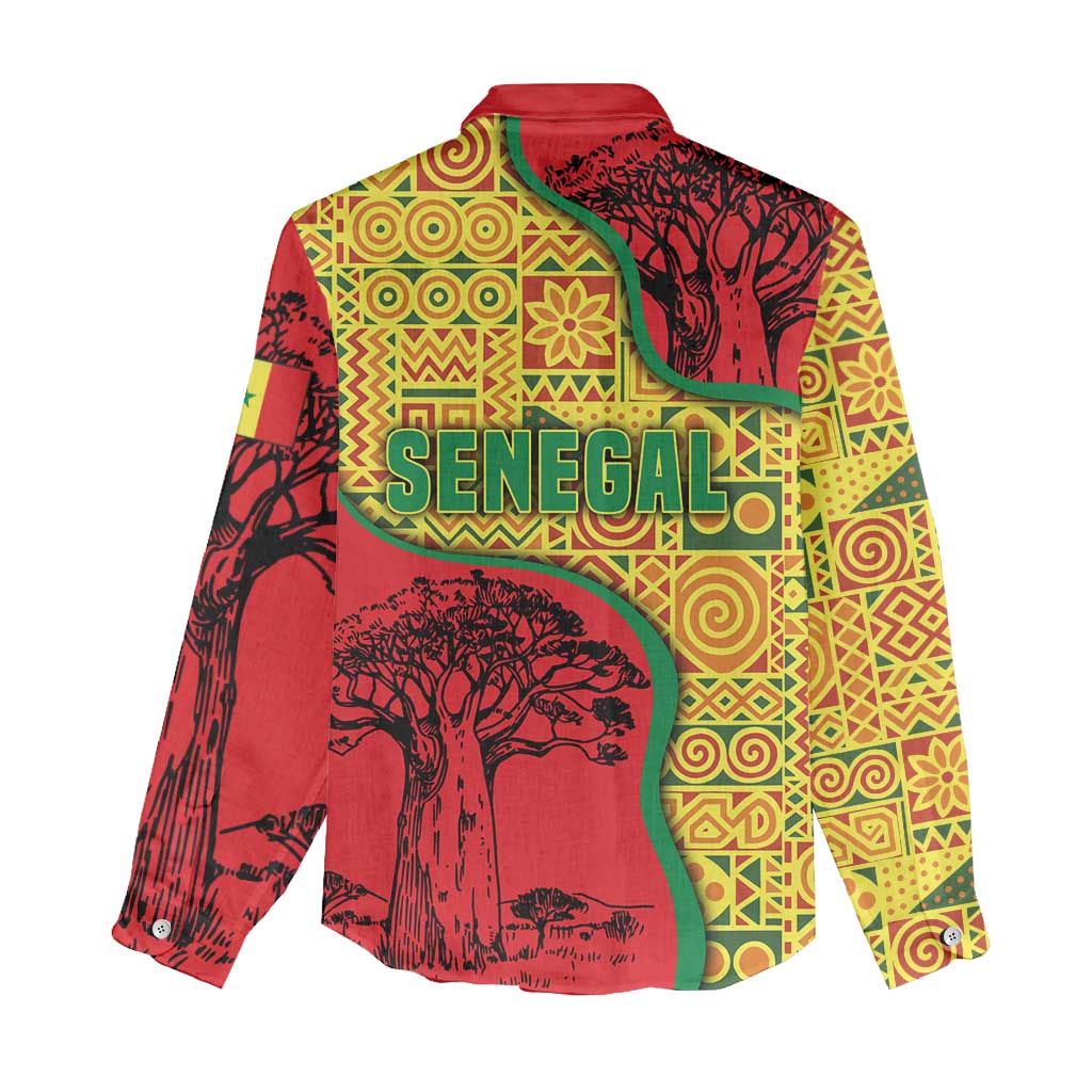 Senegal Women Casual Shirt with Baobab Tree and African Tribal Pattern Design - Wonder Print Shop