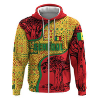 Senegal Zip Hoodie with Baobab Tree and African Tribal Pattern Design - Wonder Print Shop