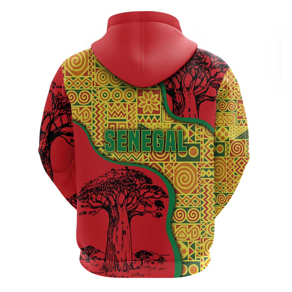 Senegal Zip Hoodie with Baobab Tree and African Tribal Pattern Design - Wonder Print Shop